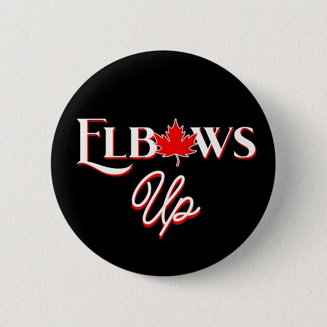 Maple Leaf Elbows Up | Canada Support & Ally  Button (Front)