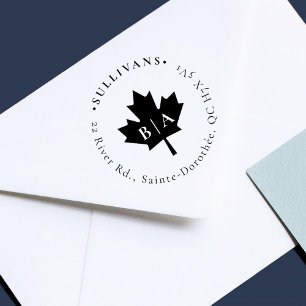 Maple Leaf Elegant Names Initials Return Address Self-inking Stamp