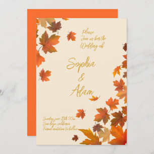 maple leaf Fall Leaves Autumn Wedding Invitation