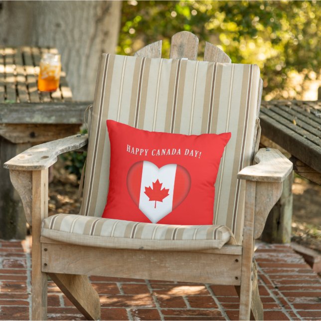 Maple Leaf Flag Happy Canada Day Outdoor Pillow (Chair)