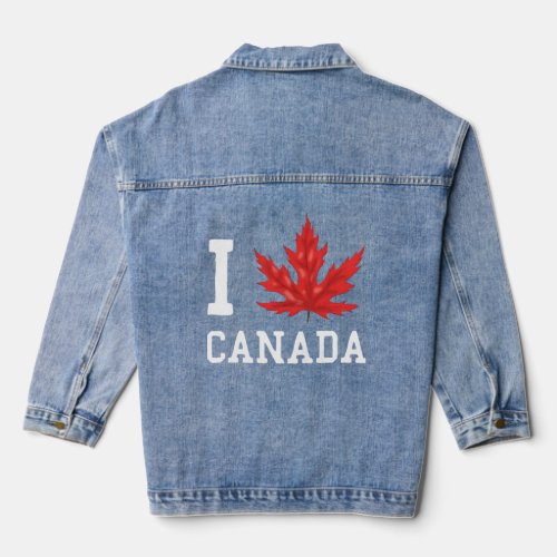 Maple Leaf Flag Patriotic Canadian He I Love Canad Denim Jacket