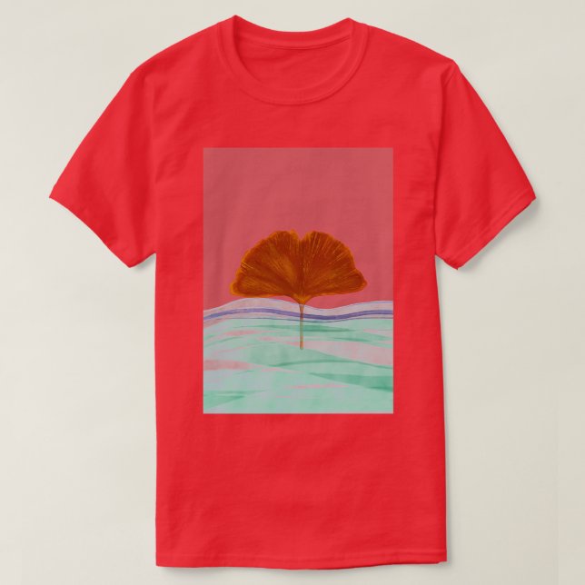 Maple leaf floating on the riverwhale tail T-Shirt (Design Front)