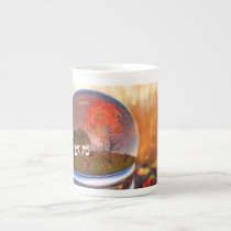 Maple Leaf Globe Cutting Board Bone China Mug