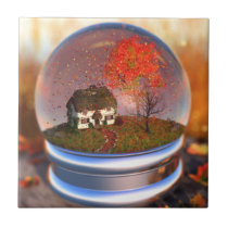 Maple Leaf Globe Decorative Tile