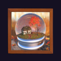 Maple Leaf Globe Desk Organizer
