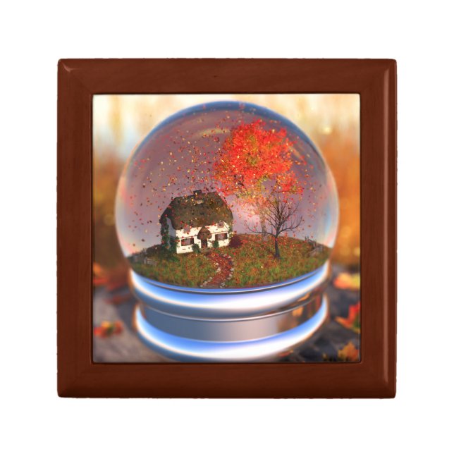 Maple Leaf Globe Jewelry Box (Front)