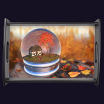 Maple Leaf Globe Serving Tray