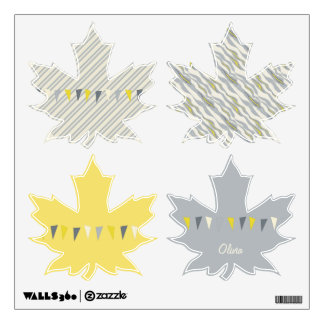 Maple Leaf Gray and Yellow Bunting Wall Decal