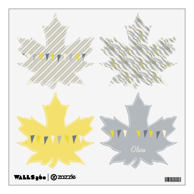 Maple Leaf Gray and Yellow Bunting Wall Decal (Front)
