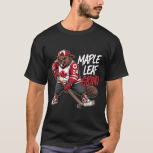 Maple Leaf Grind – Canadian Hockey Beaver T-Shirt