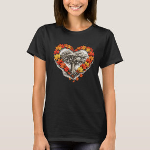 Maple Leaf Heart Embracing the Tree of Life Art T-Shirt