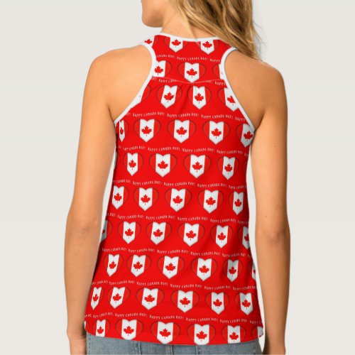 Maple Leaf Hearts Happy Canada Day Tank Top