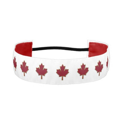 Maple leaf in deep red with gold rim athletic headband
