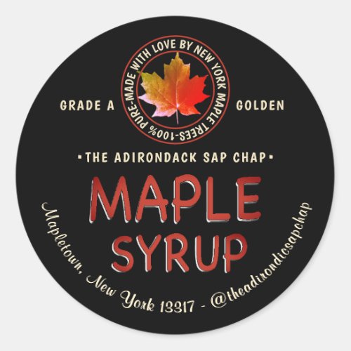 Maple Leaf Logo Leaf and State Name Syrup Label
