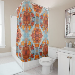 Maple leaf mirrored design pattens shower curtain