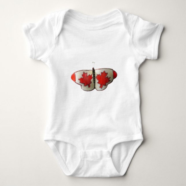 "Maple Leaf Monarch" Canadian Flag Butterfly  Baby Bodysuit (Front)