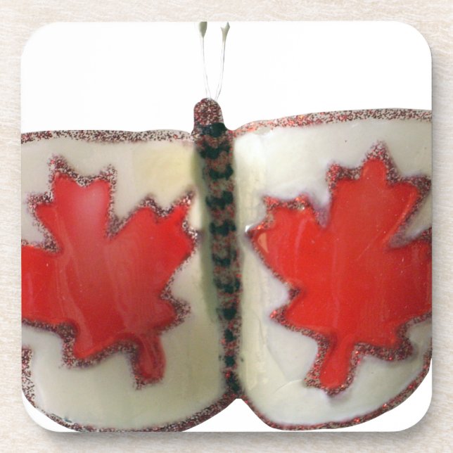 "Maple Leaf Monarch" Canadian Flag Butterfly  Beverage Coaster (Front)