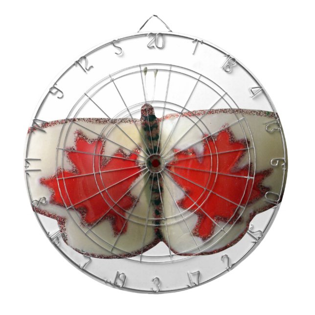 "Maple Leaf Monarch" Canadian Flag Butterfly  Dartboard With Darts (Front)