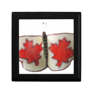 "Maple Leaf Monarch" Canadian Flag Butterfly  Jewelry Box
