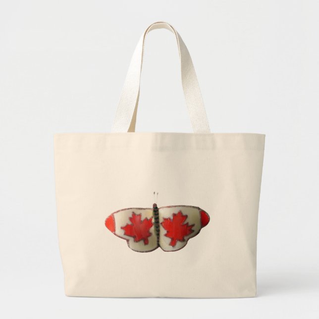 "Maple Leaf Monarch" Canadian Flag Butterfly  Large Tote Bag (Front)