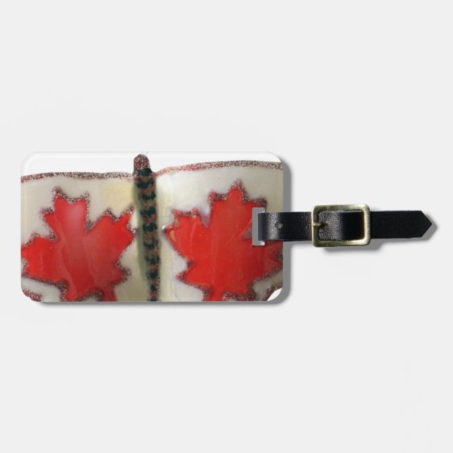 "Maple Leaf Monarch" Canadian Flag Butterfly  Luggage Tag (Front Horizontal)