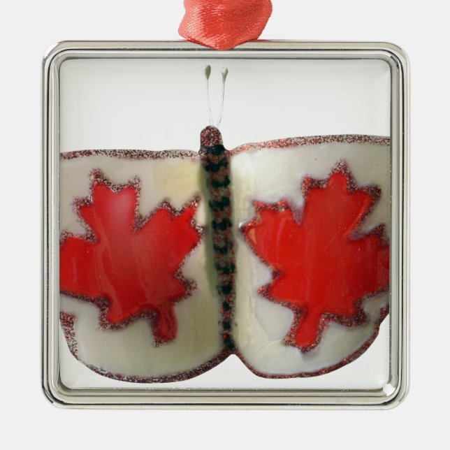 "Maple Leaf Monarch" Canadian Flag Butterfly  Metal Ornament (Front)