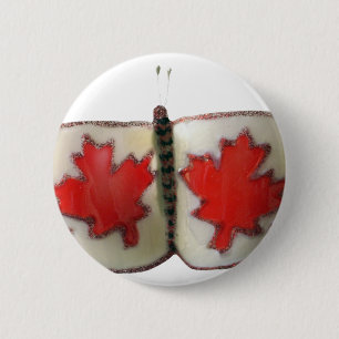 "Maple Leaf Monarch" Canadian Flag Butterfly Pinback Button