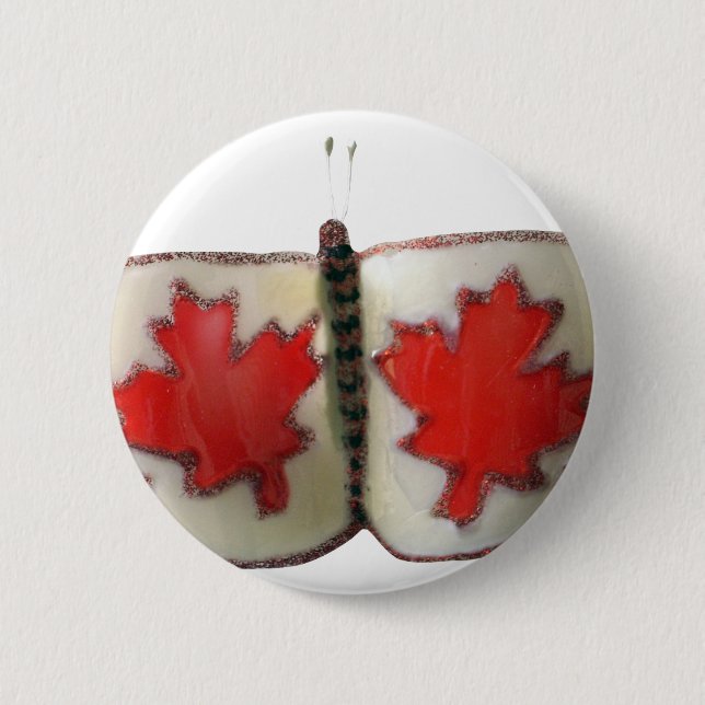 "Maple Leaf Monarch" Canadian Flag Butterfly  Pinback Button (Front)