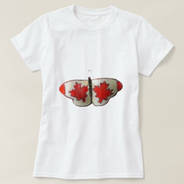 "Maple Leaf Monarch" Canadian Flag Butterfly  T-Shirt (Design Front)