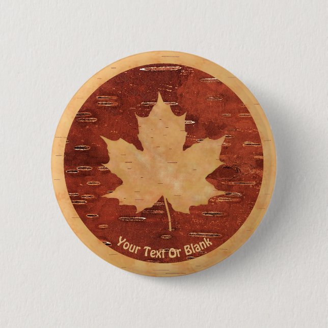 Maple Leaf On Inner Birch Bark Button (Front)