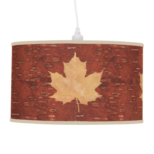 Maple Leaf On Inner Birch Bark Ceiling Lamp (Back)