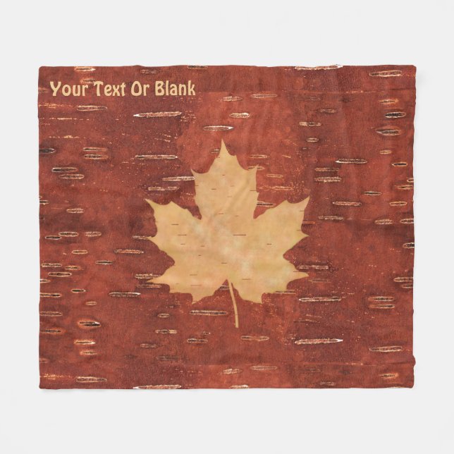 Maple Leaf On Inner Birch Bark Fleece Blanket (Front (Horizontal))