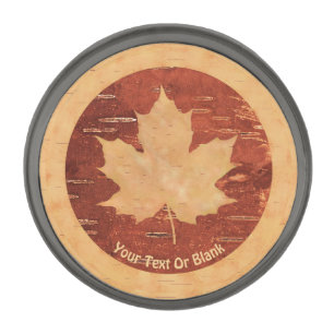 Maple Leaf On Inner Birch Bark Gunmetal Finish Lapel Pin