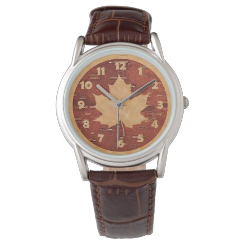 Maple Leaf On Inner Birch Bark Watch