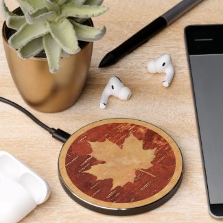 Maple Leaf On Inner Birch Bark