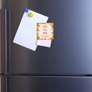 Maple Leaf Orange Terracotta Autumn Save The Date Magnet