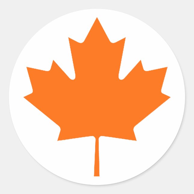 Maple Leaf OrangeBrTransp The MUSEUM Zazzle Gifts Classic Round Sticker (Front)