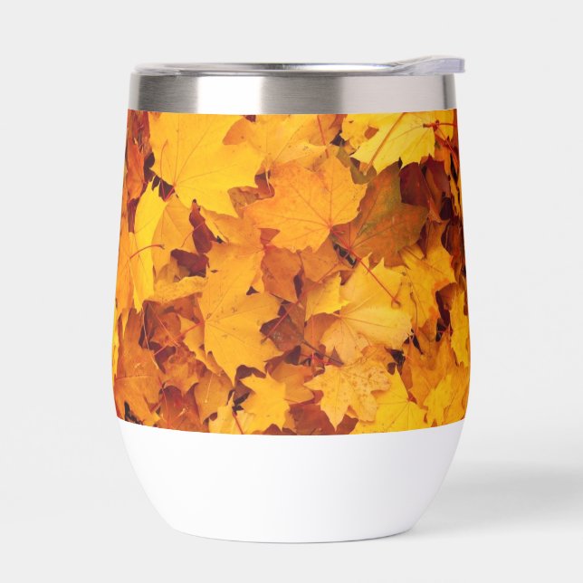 Maple Leaf Pattern-25877 Thermal Wine Tumbler (Left)