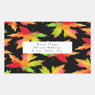 Maple Leaf Pattern 2 Black Background labels