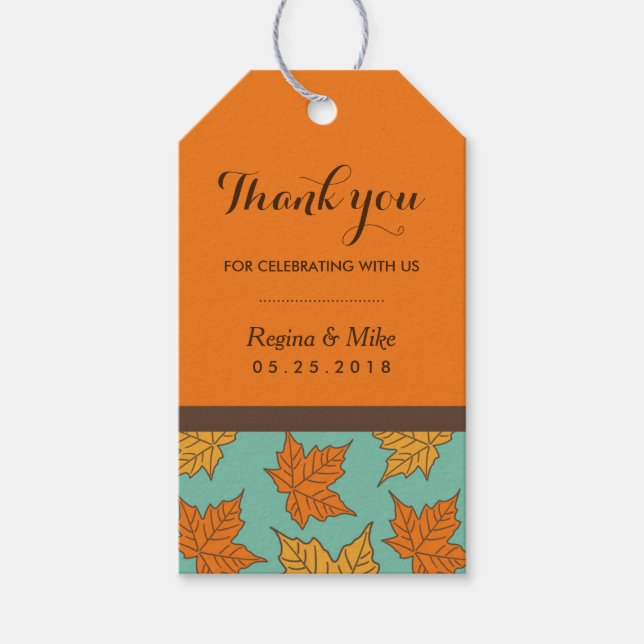 Maple Leaf Pattern Autumn Wedding Favor Gift Tags (Front)