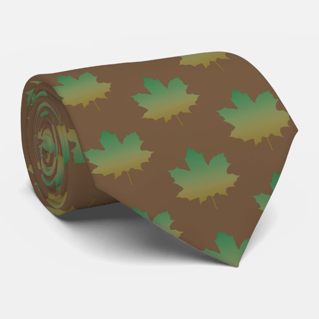 Maple Leaf Pattern Earth Tone Tree Leaves  Neck Tie (Rolled)