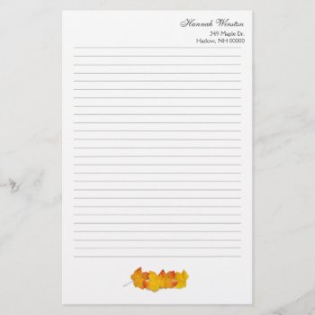 Maple Leaf Personalized Fall Theme Writing Paper by fallcolors at Zazzle