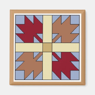 Maple Leaf Quilt Pattern Square Magnet