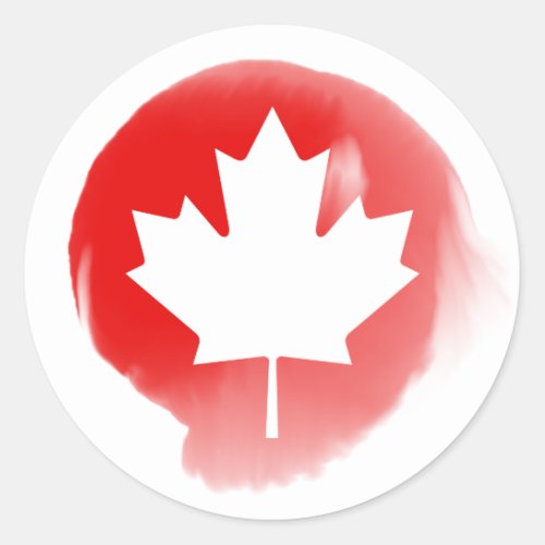 Maple Leaf Red and White Canadian Colors Classic Round Sticker