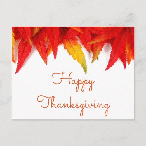 Maple Leaf Red Fall Leaves Happy Thanksgiving 2020 Postcard