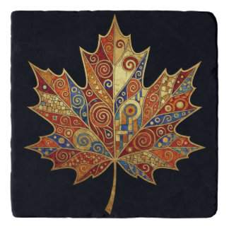 MAPLE LEAF Sandstone Trivet: Art Nouveau Trivet