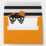 Maple leaf & stripes orange modern wedding envelope