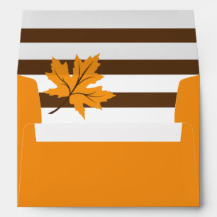 Maple leaf & stripes orange modern wedding envelope