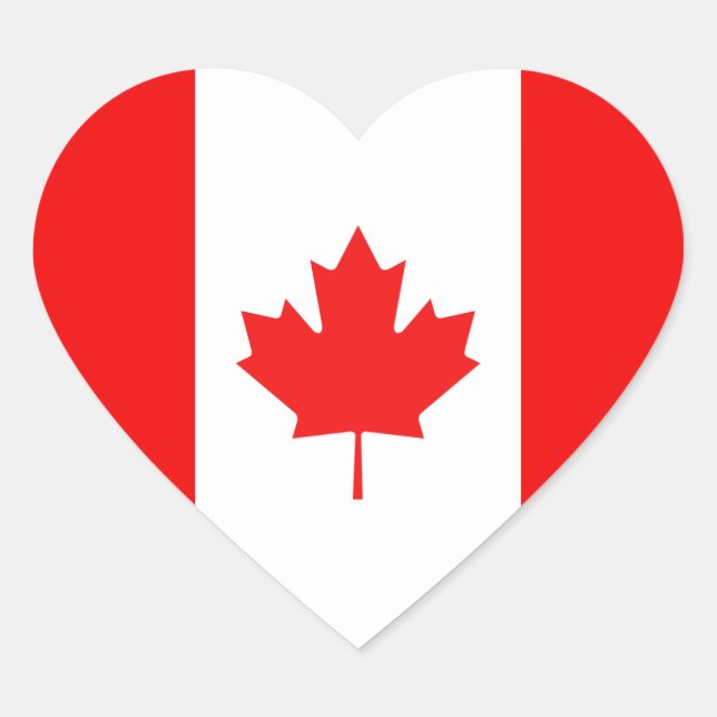 Maple Leaf Symbol Heart Sticker (Front)