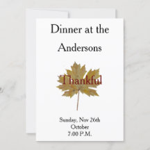 Maple leaf thankful fall colors watercolor dinner